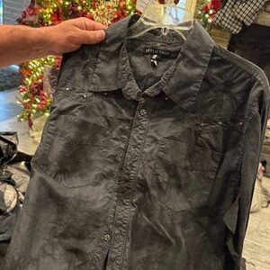 Affliction Charcoal Embroidered Button-Up